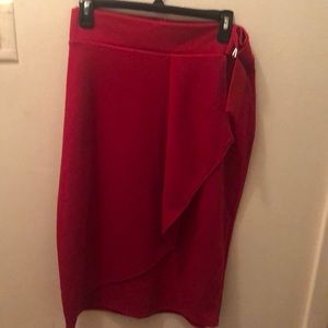 Red mid length skirt